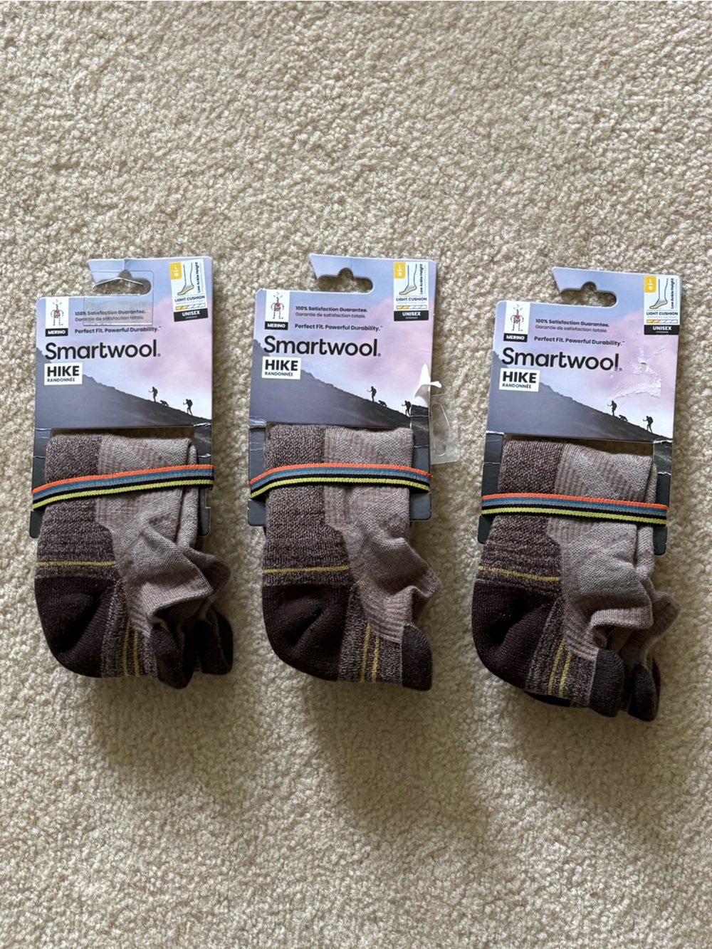 NWT 3 Pairs of SmartWool Unisex Hike Light Cushion Low Ankle Socks. Size Large. - Picture 2 of 5